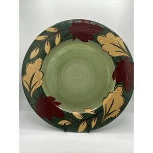 Corelle Coordinates Stoneware 14" Platter Green Red Yellow Leaf Border Fall